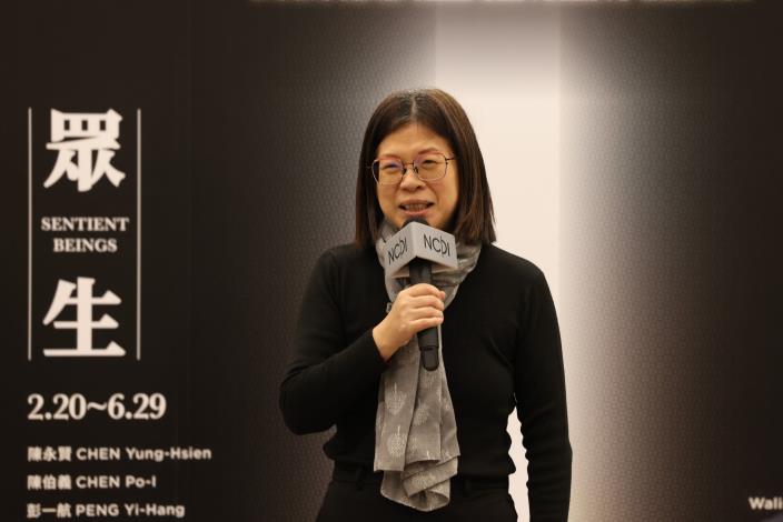 國美館長陳貺怡致詞指出，「每個人都有靈性的需求，臺灣社會的自由、民主、開放，就反映在信仰的多元性上」。