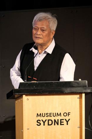 孫大川教授5月7日在雪梨博物館（Museum of Sydney）開講。（駐雪梨辦事處文化組提供）