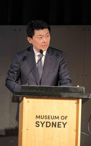 駐雪梨臺北經濟文化辦事處長吳正偉致詞。（駐雪梨辦事處文化組提供）