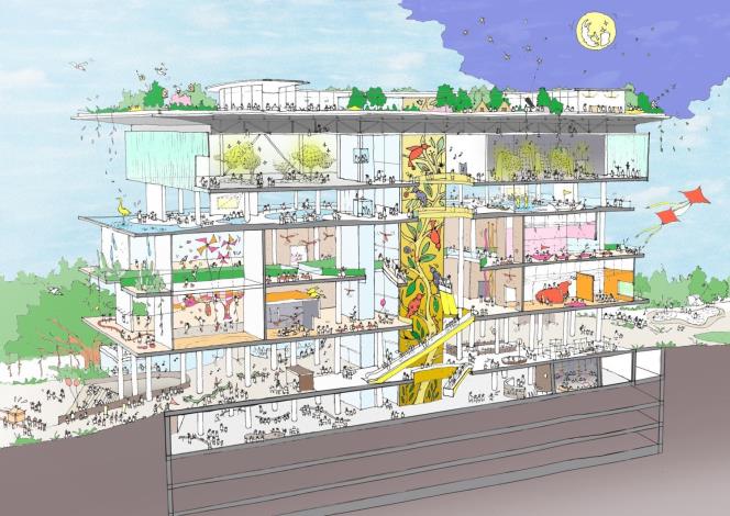 An illustration showing the design of the National Children’s Future Museum.