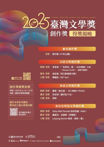 NTML unveils 2025 Taiwan Literature Awards for Original Works winners
