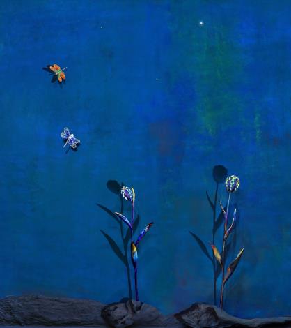 〈永恆的花園〉一隅所呈現的鬱金香及蝴蝶