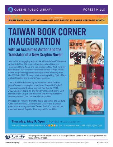 Two engaging book talks are to take place at QPL-Forest Hills on May 9!