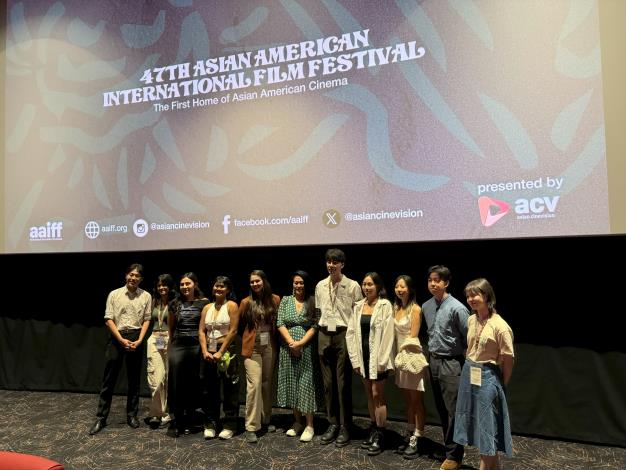 Taiwan director Laha Mebow (sixth right) attend a screening at the 47th AAIF Aug. 11 in New York City. 