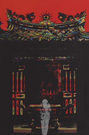 廖修平，廟，1976，版畫，75.3 x 51.0公分