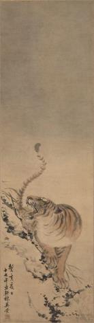 林玉山，〈下山猛虎〉，1923年，水墨淡彩、紙本，132.1 x 39.1公分。