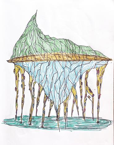 6. 伊祐．噶照，〈回到大海的一座山〉手繪草稿