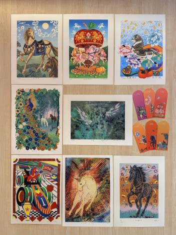 國美館馬年版印年畫、版印年畫紅包袋