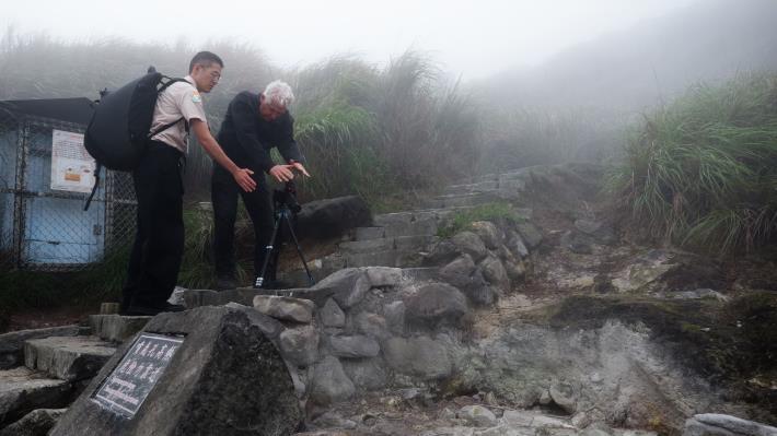 NTMOFA residency artist Bill Fontana conducting sonic fieldwork and sound collection  in Xiaoyoukeng, Yangmingshan