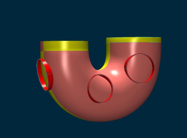 3D列印需先在電腦中繪出樂器的模樣。圖為薩克斯風的頸部管與彎管。