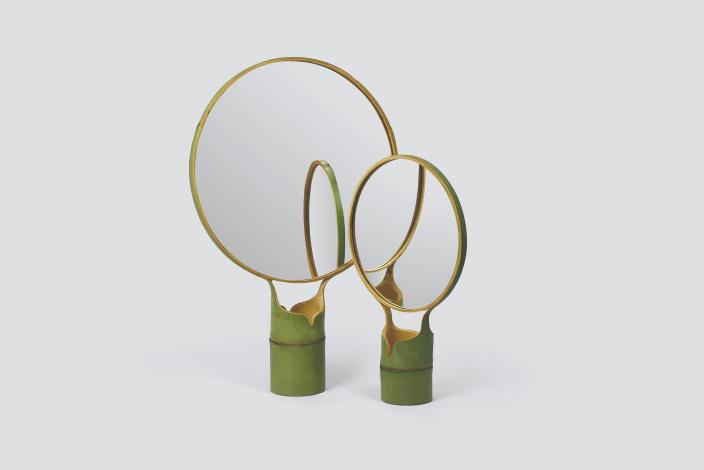 2015《圓Circle》截取蒸籠和包管竹椅的製作方式，混血創造出的竹鏡子。（范承宗提供）