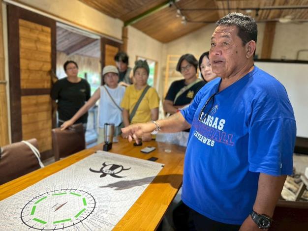 圖3_密克羅尼西亞資深航海家Ali Haleyalur首度訪台，都蘭海洋保育巡守隊與都蘭星空團隊向他請益傳統星圖知識，汲取太平洋航海智慧。