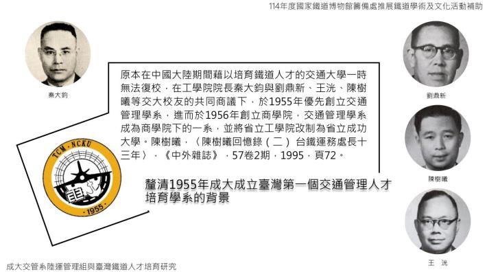 成大交管系陸運管理組與臺灣鐵道人才培育研究
