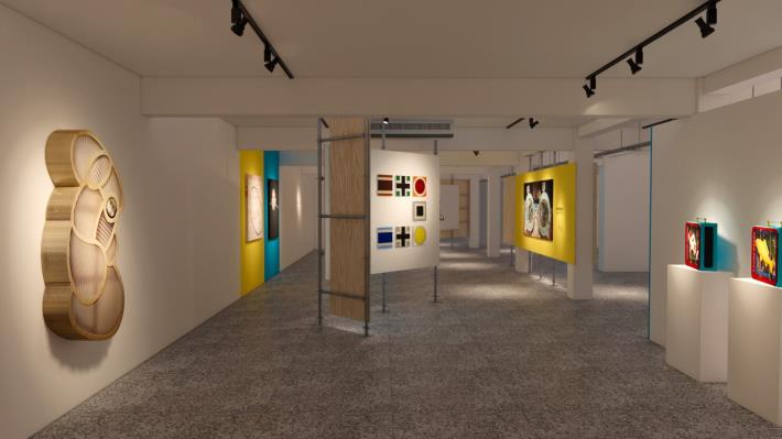 藝術銀行10周年暨特展「上半場比數10：10」邀請大家尋找藝術家10年前後的創作，並透過展場分區關鍵字打開對作品的想像與詮釋。展覽於通信大樓2F一景