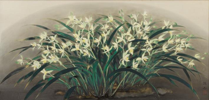 史博館將於7月8日推出「臺灣蘭花百姿—臺北展」，展出「臺展三少年」陳進的作品《春蘭》。