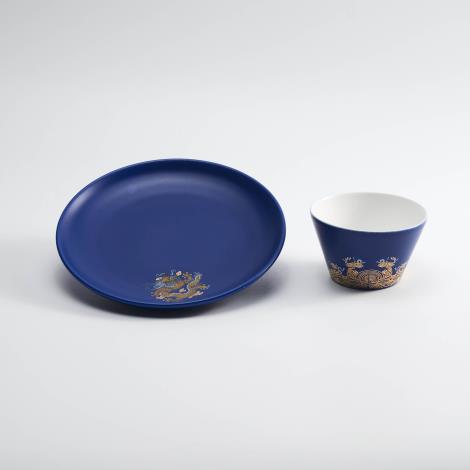 藍金龍袍碗盤組禮盒