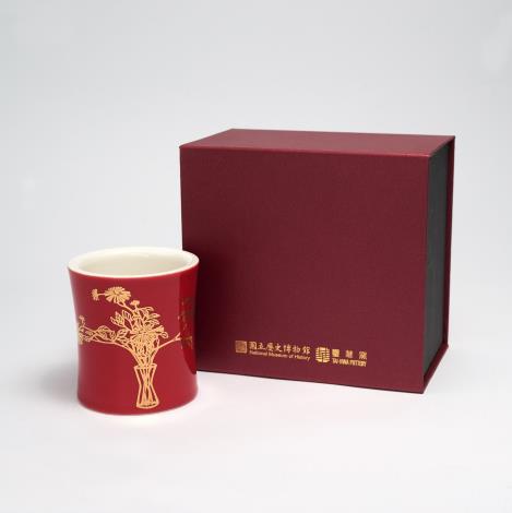 臺華窯_瓶花-橘紅釉馬克杯_圖二
