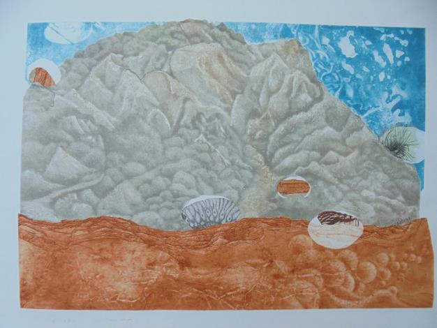 火炎山Huoyan mountain 砂紙凹版48x71cm 2021