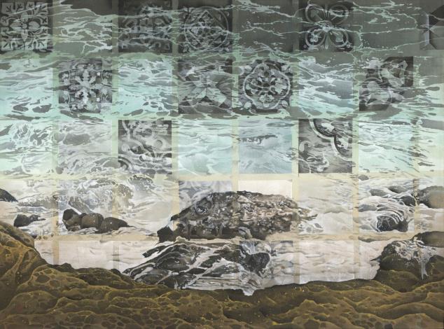 吳惠淳  蔚藍海灣 Azure Bay 水墨、膠彩 62x83cm 2023