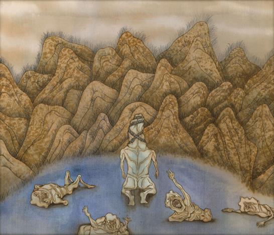 陳妍妮 無法抵達的那頭 The Unreachable Side 水彩、麻布 45.5x53cm 2024