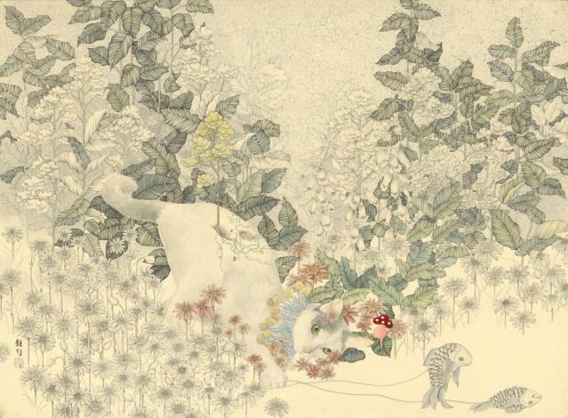 陳顥勻 救贖樂園 Sanctuary of Redemption 水墨、針筆 93x126cm 2023