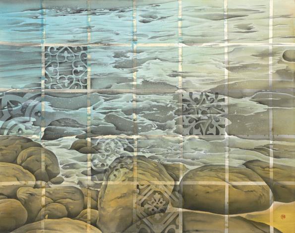 吳惠淳 蔚藍海灣 3 Azure Bay 3 水墨、膠彩 66x85cm 2024