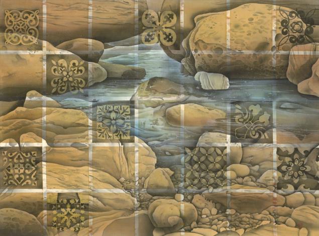 吳惠淳 金色海岸 4 Golden Coast  4 水墨、膠彩 62x83cm 2024