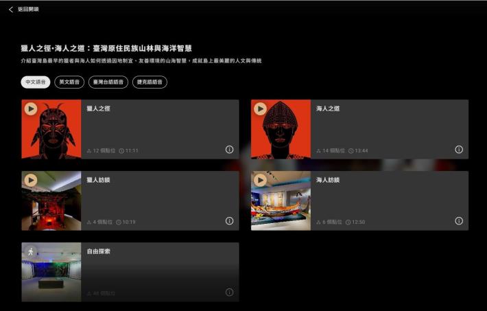 臺博館《獵人之徑．海人之道》環景線上展，獨家收錄鄒族獵人安孝明與雅美（達悟）族海洋文學家夏曼・藍波安的訪談，並提供中文、英文、臺灣台語、捷克語四種語言語音導覽