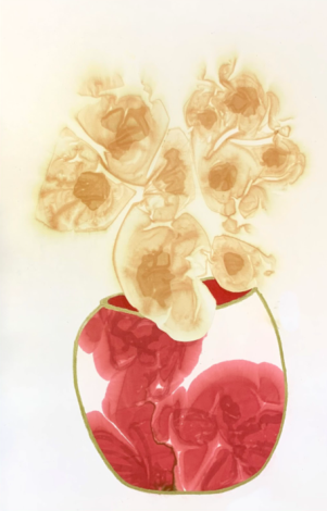 馬靜志 大紅花瓶 水彩 64x96cm