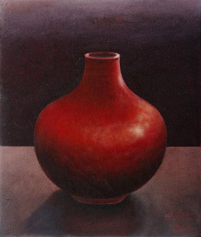 35 江秋_2016_紅瓶_油彩／畫布_53 x 45.5 cm