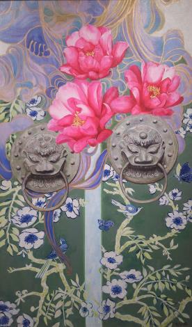 4郭艶雅 富貴叩門-祥雲福田 油畫 100M(97x162cm) 2025