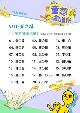 兒未館-光之城-錄取名單-上午.正取