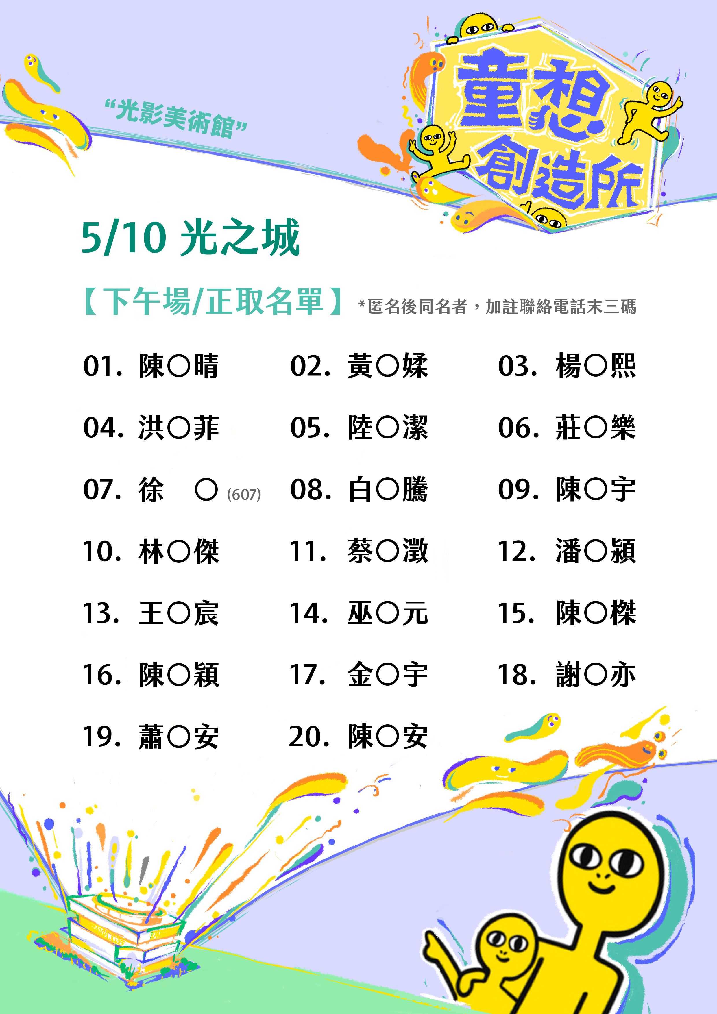 兒未館-光之城-錄取名單-下午.正取