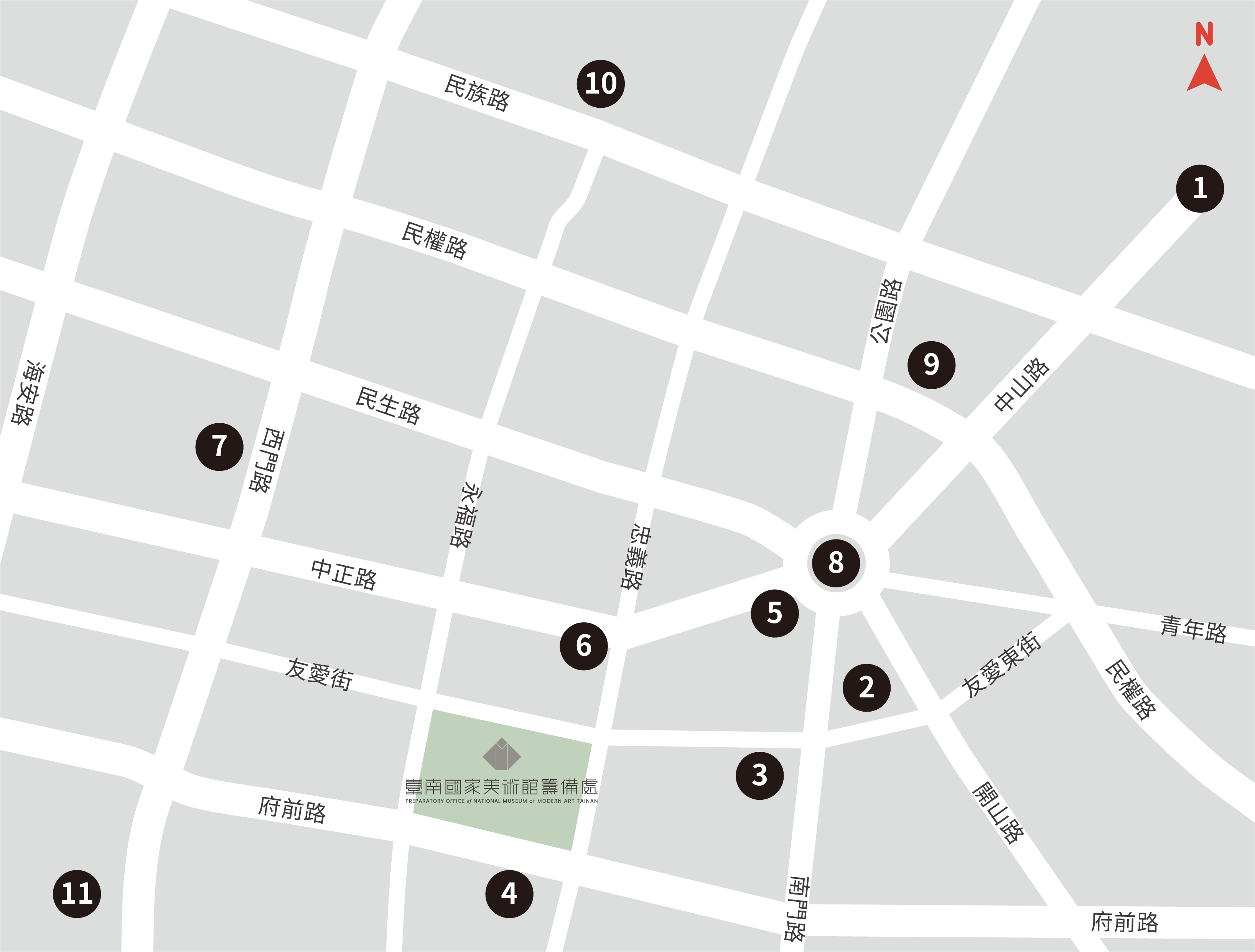 臺南美術館-周邊景點地圖