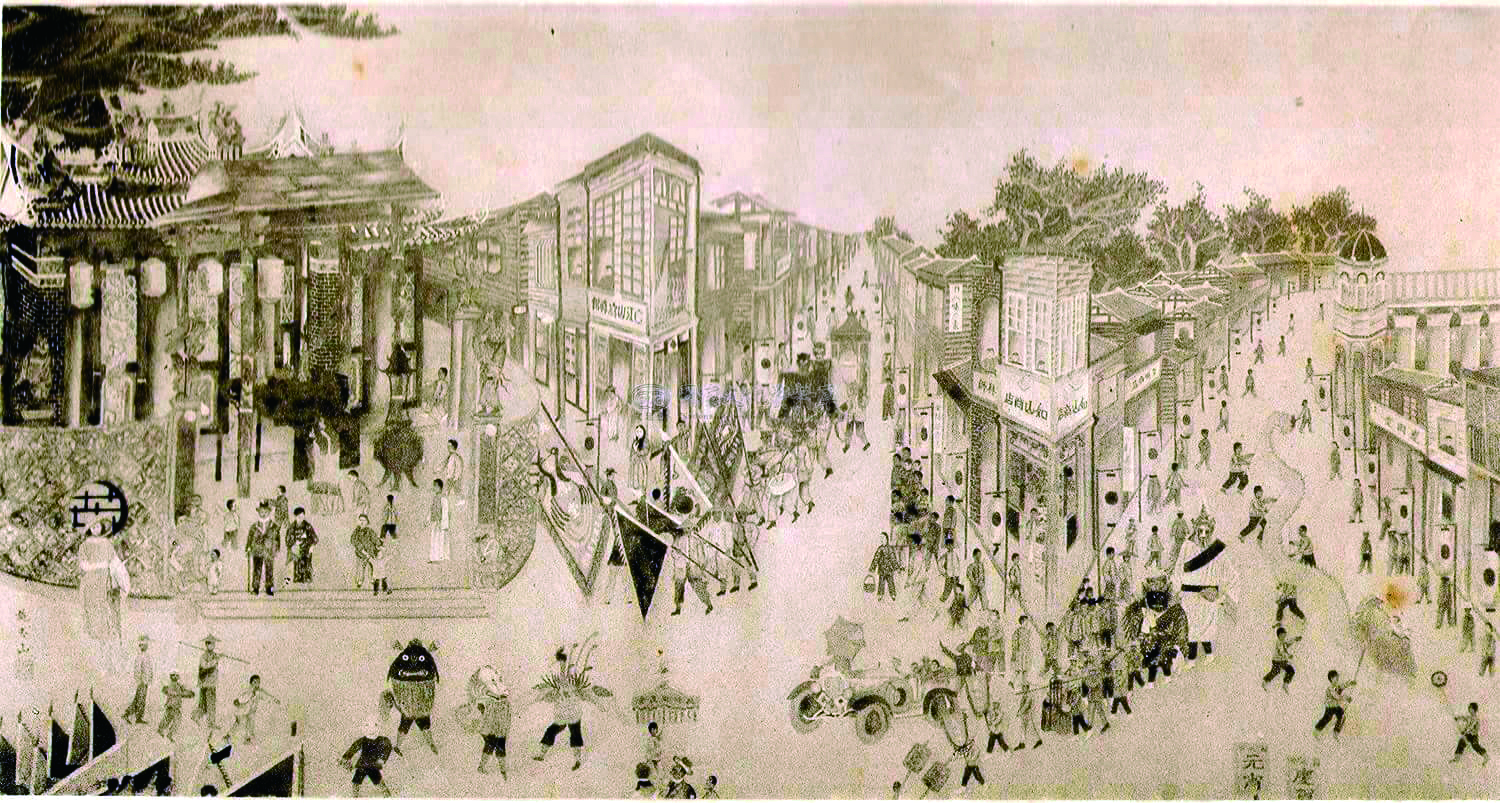 圖4 1929 年第三屆臺灣美術展覽會，展出施玉山的〈朝天宮之祭〉以當時頗受歡迎的民俗活動為題材，其中不難發現龍鳳獅的身影。（圖吳登興提供，出處：台灣美術展覽資料庫）.jpg