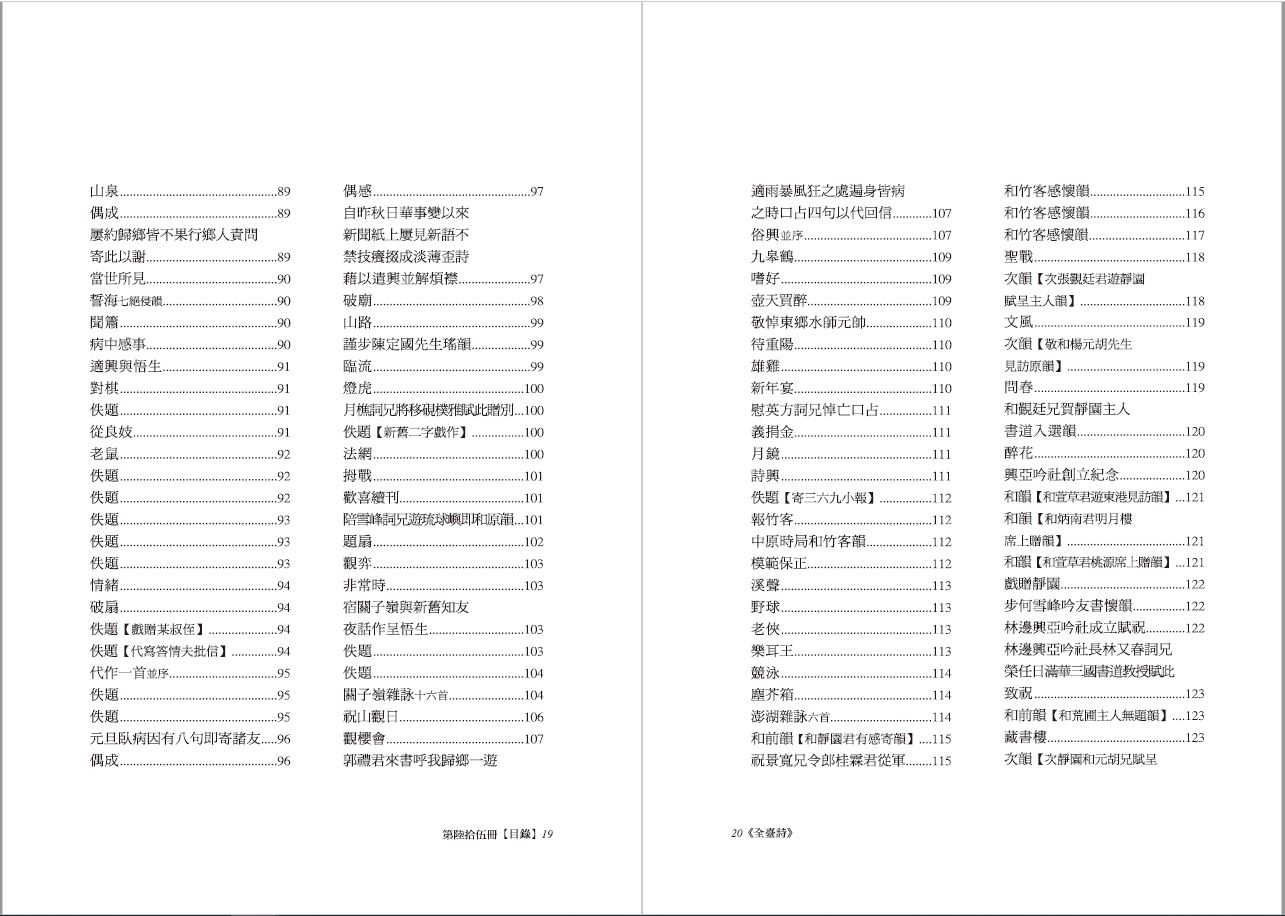 全臺詩 第65冊-目錄5