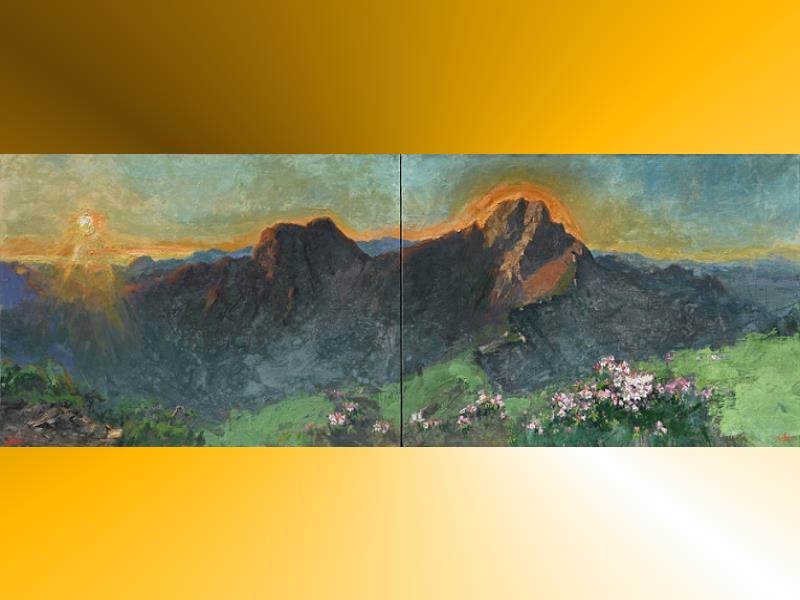 “Dawn- Yushan Peaks” 2022_oil painting_linen_112x324cm