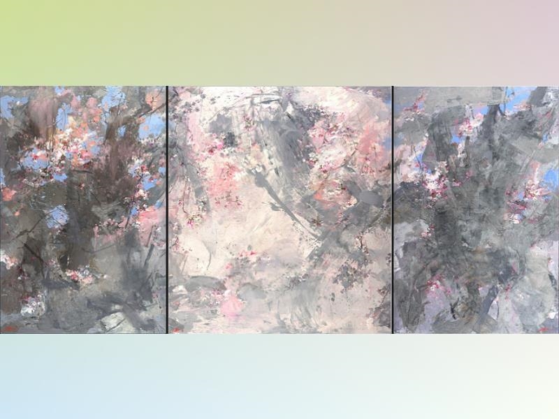 “Ink Charm of Spring Cherry Blossom” 2022_oil painting_linen_162x324cm