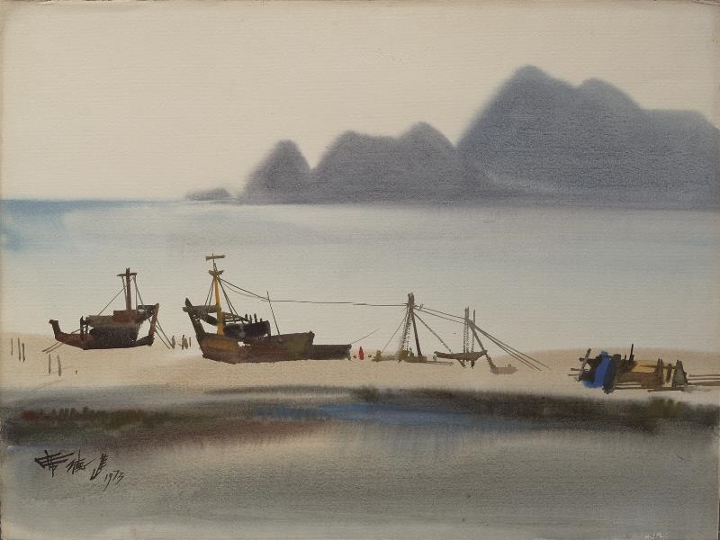 Shiy De-jinn, “Scenery,” 1973, Watercolor, 57.2x77cm