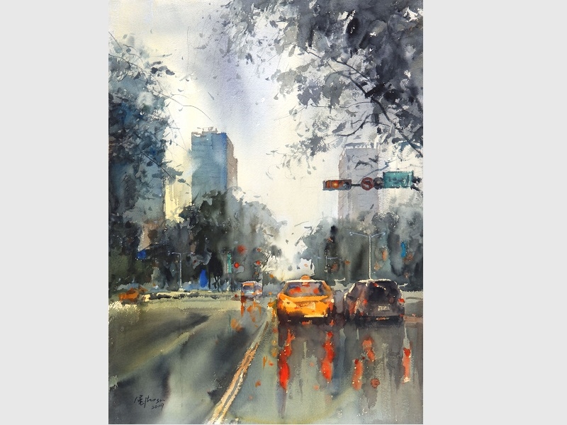 蘇憲法〈雨後臺北〉74x56cm_2019 。