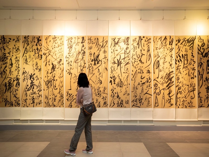 A scene of “Heritage and Innovation—Shih Chun-mao 80 Calligraphy Exhibition” at National Dr. Sun Yat-sen Memorial Hall.