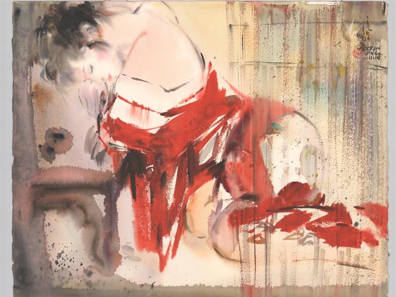 〈東方情人〉水彩_1990_38x57cm。