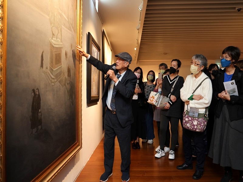 藝術家陳景容教授現場導覽。