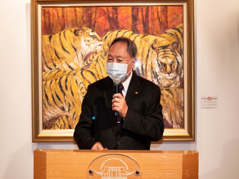 Chairman Wu Long-rong of Tai-Yang Art Association gave a speech at “The 85th Tai Yang Art Special Exhibition.”