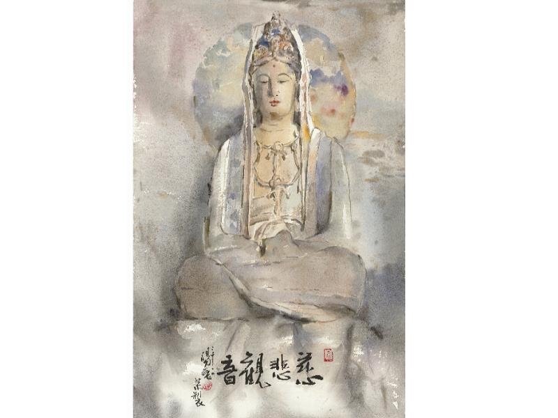 〈慈悲觀音〉水彩_2010_57x38cm。