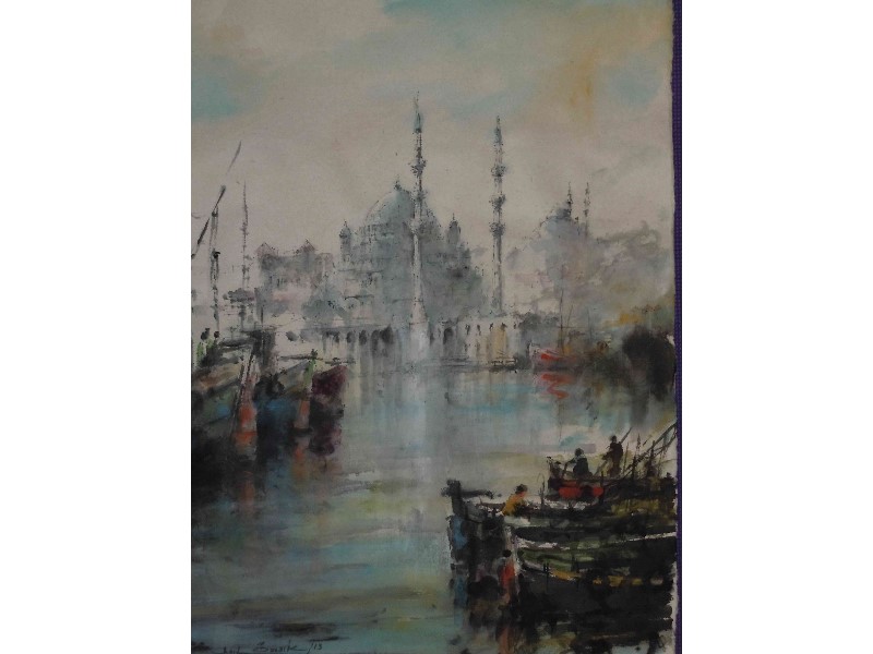 The Turkish watercolorist Işıl Özışık holds his painting exhibition in Taiwan for the first time, spreading Turkish atmosphere on hand made papers from Taiwan Puli.