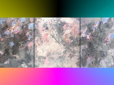 “Ink Charm of Spring Cherry Blossom” 2022_oil painting_linen_162x324cm. jpg(open in a window)