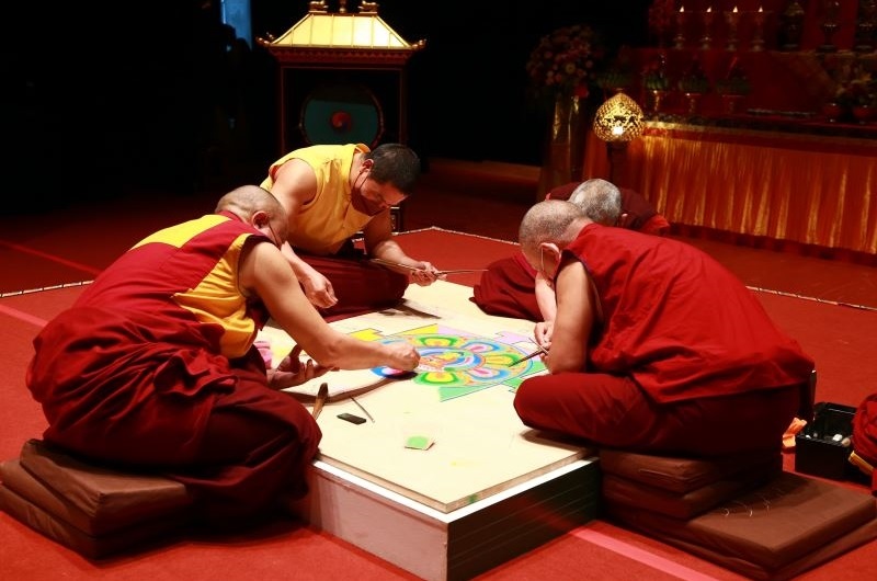 Tibetan sand mandala art exhibition at S.Y.S Memorial Hall