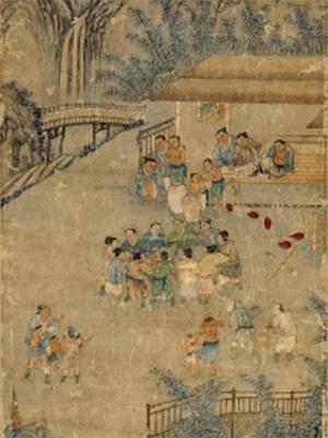 Lukisan Penduduk Aborigin Taiwan: Tarian Upacara, karya Hsu Shu, Dinasti Qing