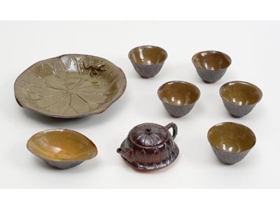 Keramik Miaoli - Satu Set Mangkuk Teh Daun Teratai